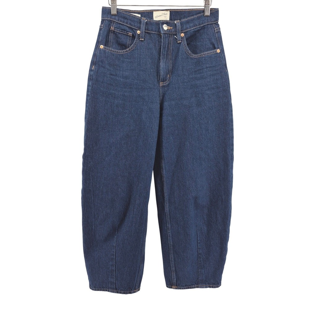 Universal Thread High Rise Barrel Jeans Sz 4 Dark Wash Horseshoe Balloon Leg - Picture 2 of 12